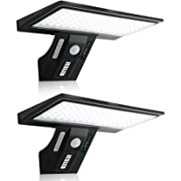 Los mejores  - Luz Solar Exterior- 2-Paquete JESLED 90 LED Carga solar y USB- Foco Solar Potente con Sensor de Movimiento-Impermeable…